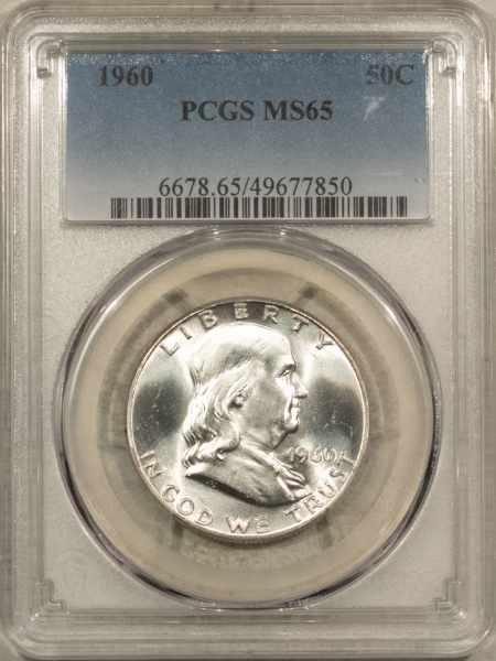 Franklin Halves 1960 FRANKLIN HALF DOLLAR – PCGS MS-65, BLAST WHITE & PREMIUM QUALITY!