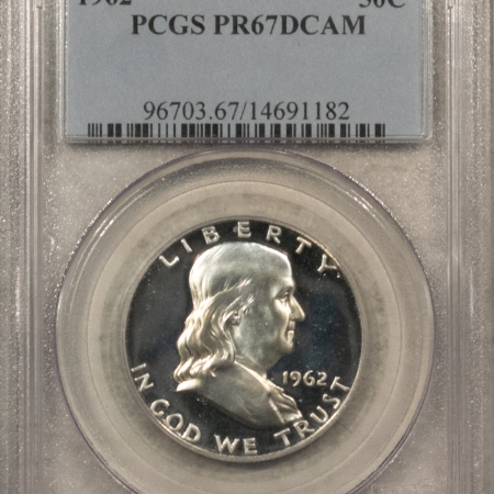 New Store Items 1962 PROOF FRANKLIN HALF DOLLAR – PCGS PR-67 DCAM, DEEP CAMEO & SUPERB!