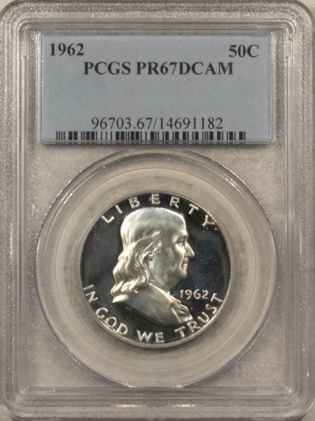 Franklin Halves 1962 PROOF FRANKLIN HALF DOLLAR – PCGS PR-67 DCAM, DEEP CAMEO & SUPERB!