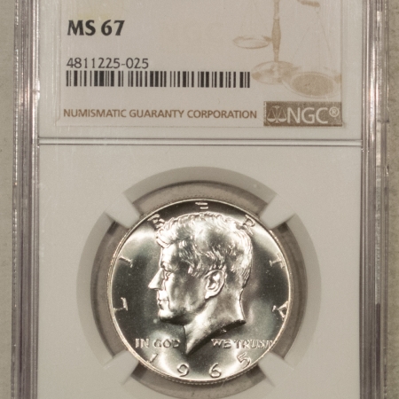 Kennedy Halves 1965 SMS KENNEDY SILVER HALF DOLLAR – NGC MS-67, SUPERB!