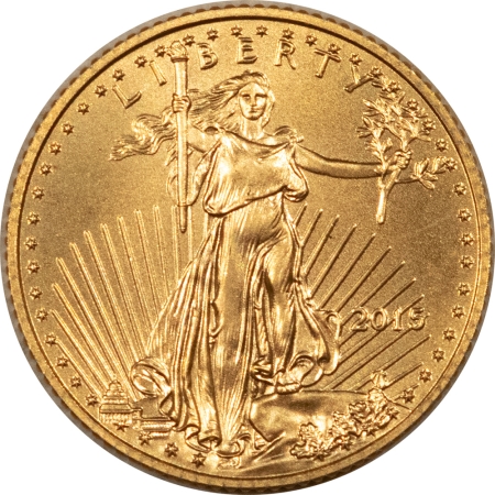 American Gold Eagles, Buffaloes, & Liberty Series 2015 $5 AMERICAN GOLD EAGLE, 1/10 OZ – FRESH GEM BRILLIANT UNCIRCULATED!