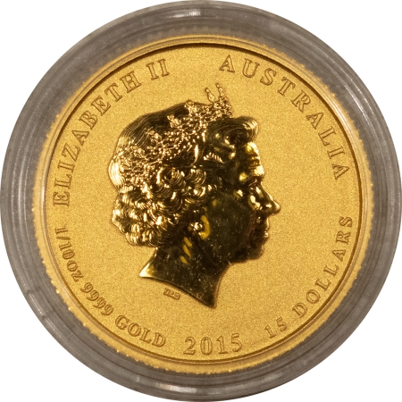 Bullion 2015-P $15 AUSTRALIA 1/10 OZ .9999 GOLD, YEAR OF THE GOAT, FRESH BU ORIG CAPSULE