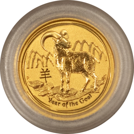 Bullion 2015-P $5 AUSTRALIA 1/20 OZ .9999 GOLD, YEAR OF THE GOAT, FRESH BU ORIG CAPSULE