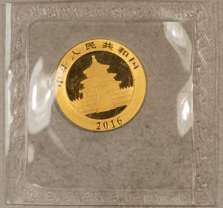 Bullion 2016 CHINA 100 YUAN .999 GOLD, 8 GRAMS (.2572 OZ) – SEALED GEM BU, ORIG PLASTIC