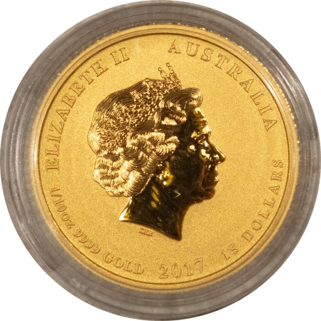 Bullion 2017-P $15 AUSTRALIA 1/10 OZ .9999 GOLD, YR OF THE ROOSTER FRESH BU ORIG CAPSULE