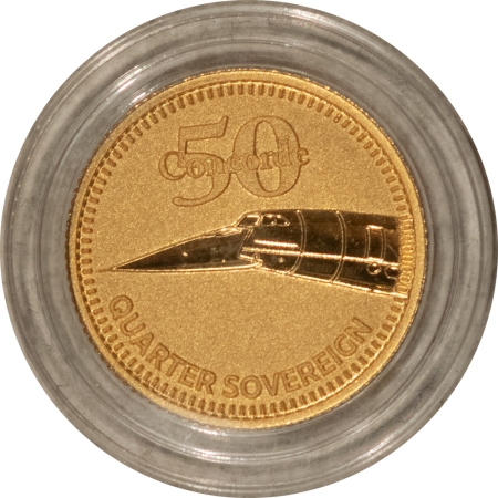 Bullion 2019 GIBRALTER 2 GRAM 1/4 GOLD SOVEREIGN, CONCORDE – GEM BY IN ORIGINAL CAPSULE!