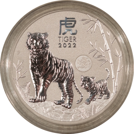 Bullion 2022 AUSTRALIA 1 OZ .9999 SILVER LUNAR SERIES-TIGER ORG GOVT CAP-GEM BU W/ PRIVY