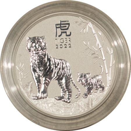 Bullion 2022 AUSTRALIA 2 OZ .9999 SILVER LUNAR SERIES-TIGER; SEALED/ORIG GOVT CAP-GEM BU