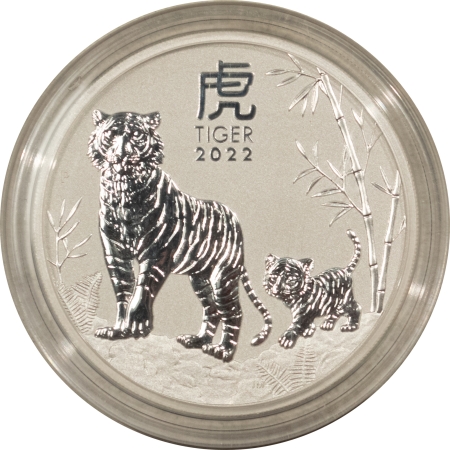 Bullion 2022 AUSTRALIA 5 OZ .9999 SILVER LUNAR SERIES-TIGER; SEALED/ORIG GOVT CAP-GEM BU