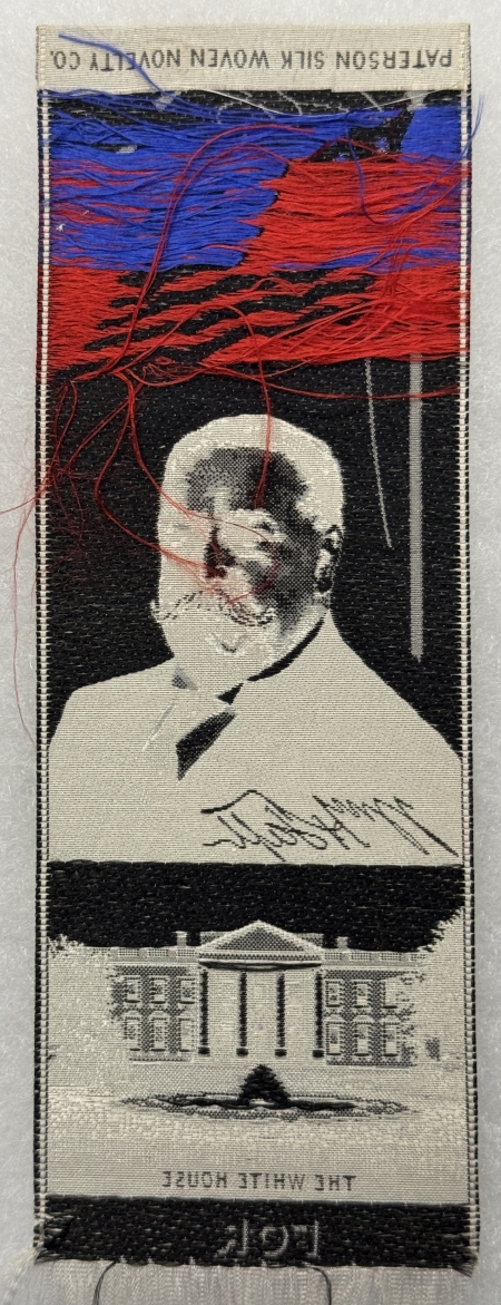 New Store Items 1908 W. H. TAFT EMBROIDERED 2 1/4″ x 6 1/4″ RIBBON, WHITE HOUSE, GRAPHIC & MINT