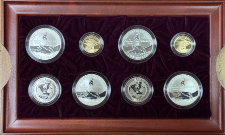 Gold Commems 1996 US OLYMPICS COMMEMORATIVE 16 COIN PROOF SET W GOLD, SILVER $1s, 50C BOX/KEY