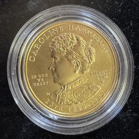 Modern Commems 2012 CAROLINE HARRISON 1/2 OZ .9999 GOLD FIRST SPOUSE, MINTAGE 2436, GEM BU-OGP!