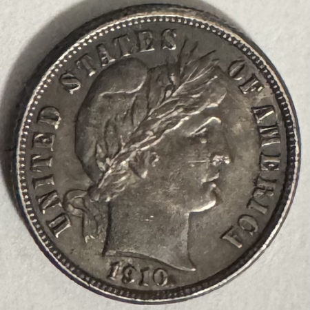 Barber Dimes 1910 BARBER DIME, UNCIRCULATED DETAILS BUT DARK