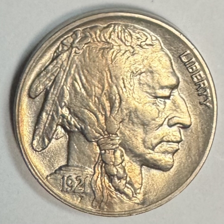 Buffalo Nickels 1921 BUFFALO NICKEL, UNCIRCULATED BUT CLEANED-STILL AN ATTRACTIVE ALBUM COIN!