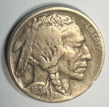 Buffalo Nickels 1924-D BUFFALO NICKEL, HIGHER GRADE CIRCULATED EXAMPLE