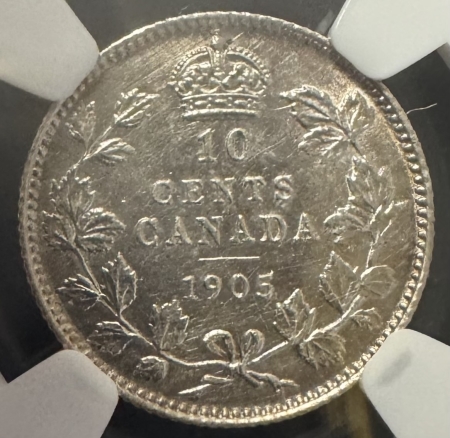 New Certified Coins 1905 CANADA 10C, KM-10 – NGC AU DETAILS, CLEANED, SCARCE DATE!