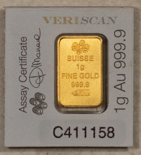 Bullion PAMP SUISSE 1 GRAM .9999 FINE GOLD BAR – SEALED BRILLIANT UNCIRCULATED!