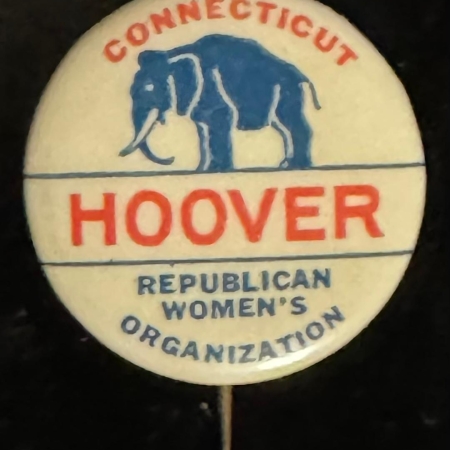 Political 1928 HERBERT HOOVER 1″ CONNECTICUT REPUBLICAN WOMEN’S ORGANIZATION BUTTON-MINT!