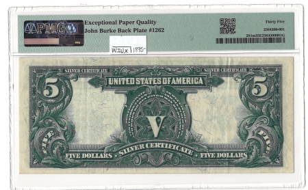 Large Federal Reserve Notes 1899 $5 SILVER CERTIFICATE, FR#281m MULE – PMG 35 EPQ CHOICE VERY FINE!