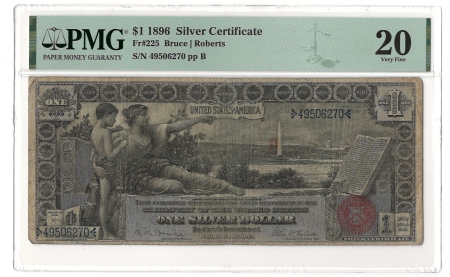 Large Silver Certificates 1896 $1 SILVER CERTIFICATE, FR#225 – PMG 20 VERY FINE!