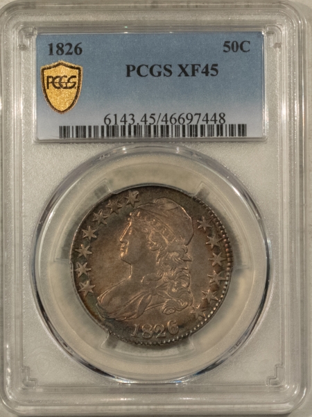 Early Halves 1826 CAPPED BUST HALF DOLLAR – PCGS XF-45, PRETTY & PREMIUM QUALITY!