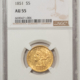 $2.50 1893 $2.50 LIBERTY GOLD QUARTER EAGLE – NGC MS-64, LOWER MINTAGE!