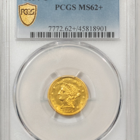 $2.50 1854-O $2.50 LIBERTY GOLD QUARTER EAGLE – PCGS MS-62+ RARE! POP 5, ONLY 6 FINER!