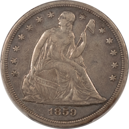 Liberty Seated Dollars 1859-S $1 SEATED LIBERTY DOLLAR – PCGS VF-35, FIRST SAN FRANCISCO DOLLAR, TOUGH!