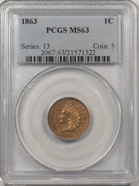 Indian 1863 INDIAN CENT – PCGS MS-63, FRESH AND CHOICE!