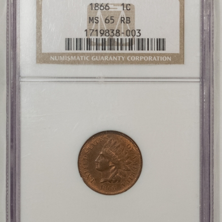 U.S. Certified Coins 1866 INDIAN CENT – NGC MS-65 RB, ORIGINAL GEM!