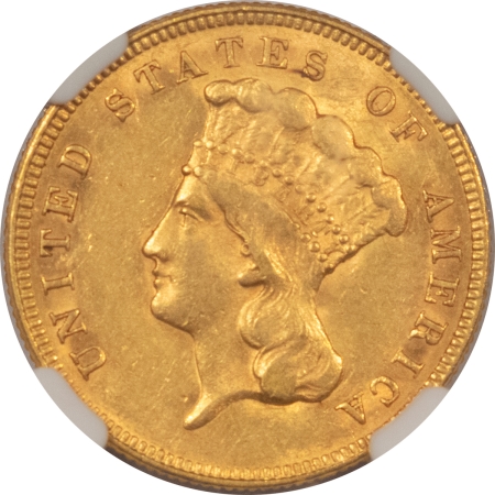 $3 1874 $3 GOLD PRINCESS – NGC AU-58, CAC APPROVED! SMOOTH & ORIGINAL, PQ!