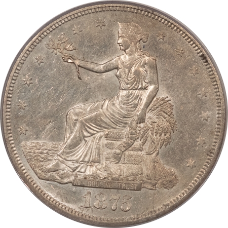 New Certified Coins 1875-CC $1 TRADE DOLLAR – PCGS AU-55, LOOKS 58 & PREMIUM QUALITY! CARSON CITY!