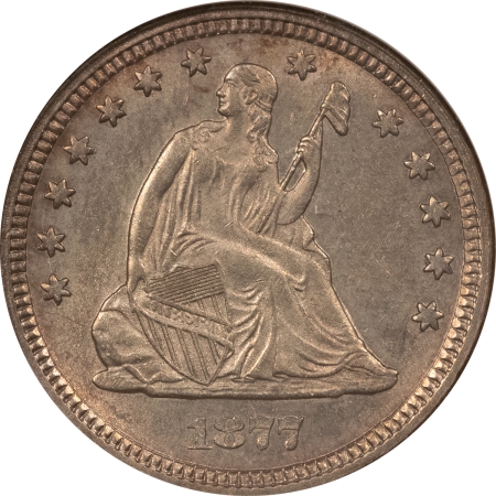 Liberty Seated Quarters 1877 SEATED LIBERTY QUARTER – ANACS MS-61, LOOKS CHOICE! PREMIUM QUALITY!