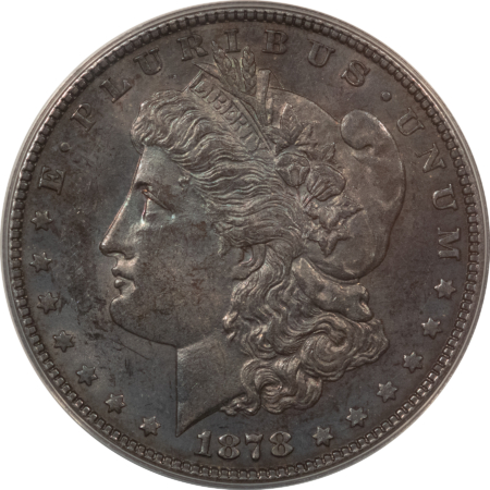 Morgan Dollars 1878 7TF $1 MORGAN DOLLAR, VAM-31 – ANACS MS-61, DEEPLY TONED BUT PRETTY!