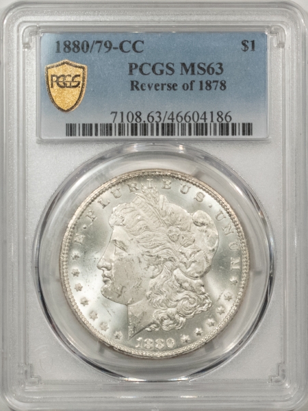 Morgan Dollars 1880/79-CC MORGAN DOLLAR REVERSE OF 1878 PCGS MS-63 FROSTY HEADLIGHT CARSON CITY