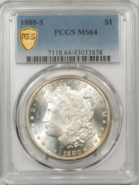 Morgan Dollars 1880-S $1 MORGAN DOLLAR – PCGS MS-64, FROSTY HEADLIGHT!