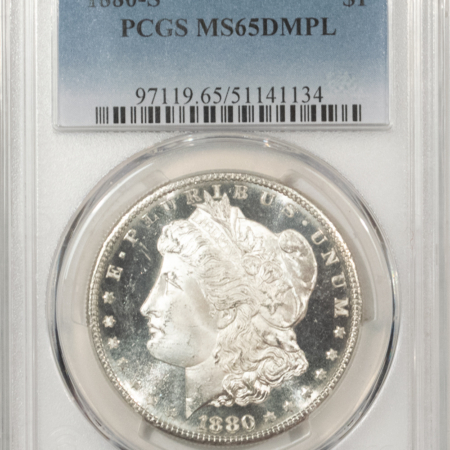 Dollars 1880-S MORGAN DOLLAR, PCGS MS-65 DMPL; BLACK & WHITE GEM W/ MONSTER CONTRAST!