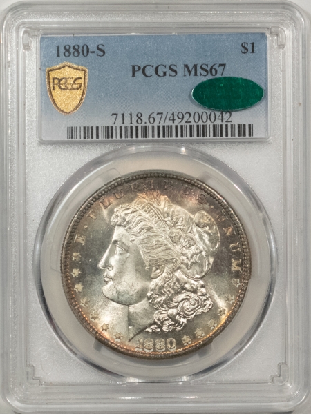 CAC Approved Coins 1880-S $1 MORGAN DOLLAR – PCGS MS-67, PRETTY SUPERB GEM! CAC APPROVED!