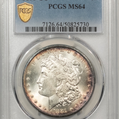 Morgan Dollars 1881-CC $1 MORGAN DOLLAR – PCGS MS-64, LUSTROUS & PRETTY! CARSON CITY!