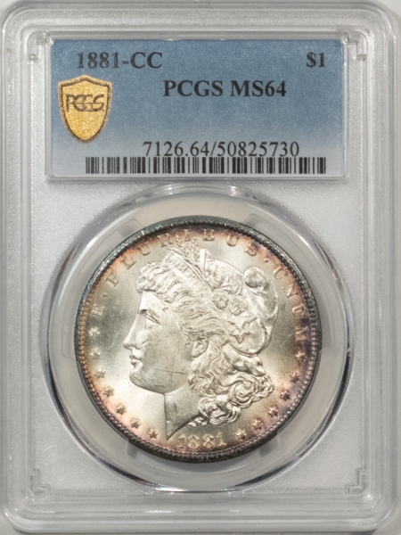 Morgan Dollars 1881-CC $1 MORGAN DOLLAR – PCGS MS-64, LUSTROUS & PRETTY! CARSON CITY!