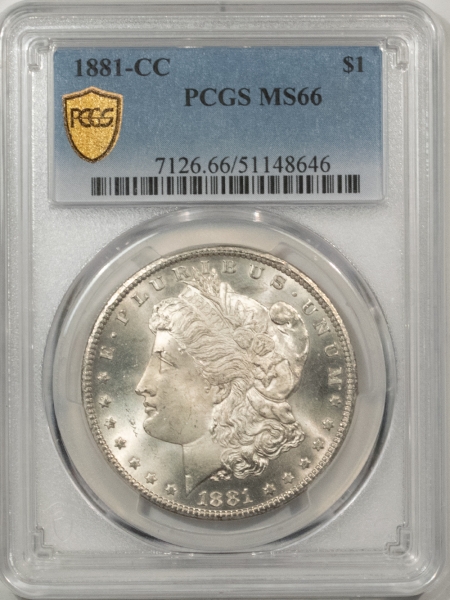 Morgan Dollars 1881-CC $1 MORGAN DOLLAR – PCGS MS-66, BLAST WHITE & LUSTROUS CARSON CITY!