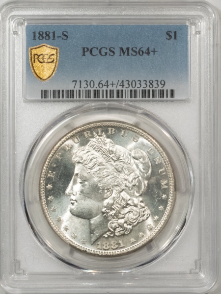 Morgan Dollars 1881-S $1 MORGAN DOLLAR – PCGS MS-64+ LOOKS 65! BLAST WHITE, PREMIUM QUALITY!