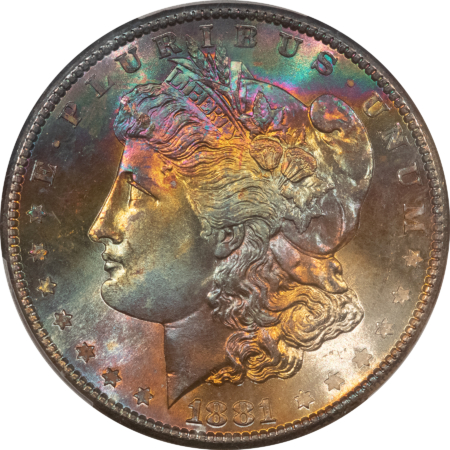 Morgan Dollars 1881-S $1 MORGAN DOLLAR – PCGS MS-67+, MONSTER COLOR! WOW! SUPERB GEM!