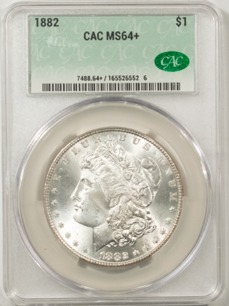 Dollars 1882 MORGAN DOLLAR, CACG MS-64+, BLAST-WHITE & PQ! CAC!