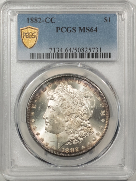 Morgan Dollars 1882-CC $1 MORGAN DOLLAR – PCGS MS-64, LUSTROUS & PRETTY! CARSON CITY!