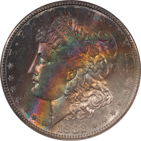 CAC Approved Coins 1882-S $1 MORGAN DOLLAR – NGC MS-65* STAR GORGEOUS RAINBOW TONING! CAC APPROVED!