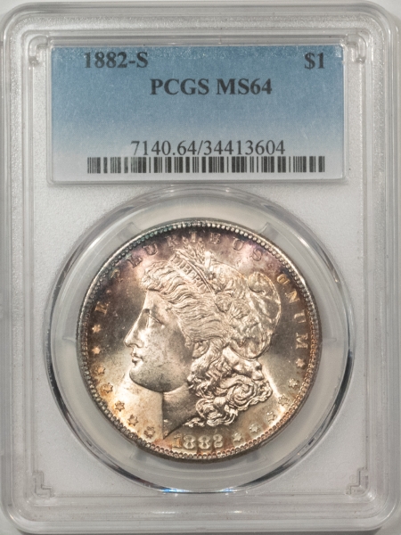 Morgan Dollars 1882-S $1 MORGAN DOLLAR – PCGS MS-64, PRETTY TONING!