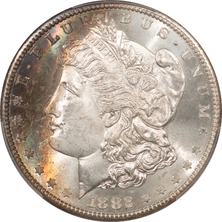 Morgan Dollars 1882-S $1 MORGAN DOLLAR – PCGS MS-65, GORGEOUS RAINBOW REV! PREMIUM QUALITY!