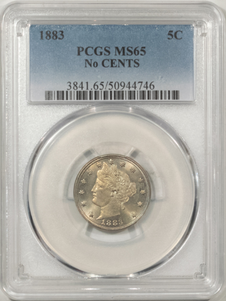 Liberty Nickels 1883 LIBERTY NICKEL, NO CENTS – PCGS MS-65, PRETTY GEM!