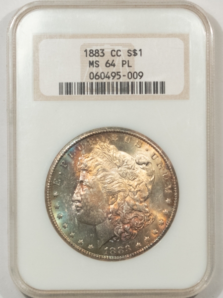 Morgan Dollars 1883-CC $1 MORGAN DOLLAR – NGC MS-64 PL, FATTY, PQ! PRETTY TONING! CARSON CITY!